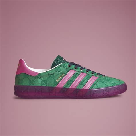 adidas gucci gazelle pink and green|Adidas x Gucci white.